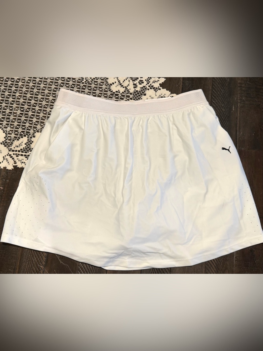 Puma White Women's Tennis/golf Skort with Black Logo.